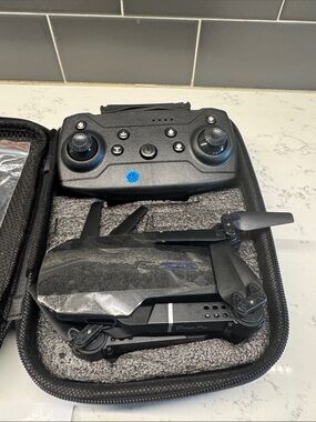 Foldable Black Drone with Remote Controller - Portable Travel Drone